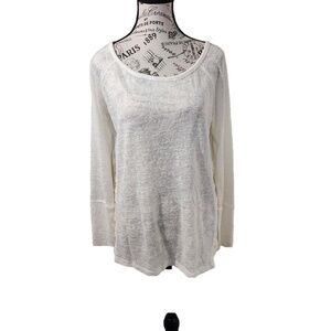 Eyelash Couture Long‎ Sleeve Ivory Top w/ Lace Detail Size L